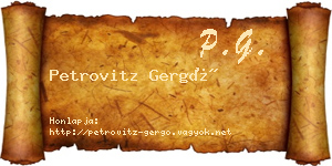 Petrovitz Gergő névjegykártya
